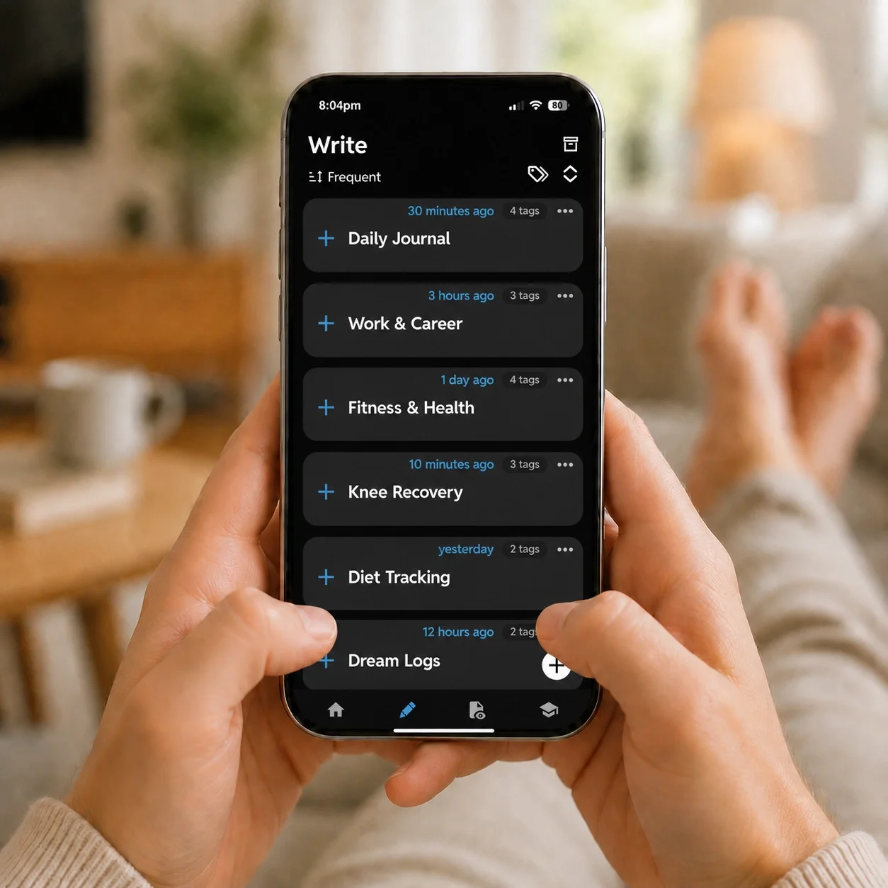 MindDrive Write screen preview on a phone